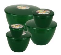 Just Pudding Basins Lot de bols à pudding à vapeur en plastique avec couvercles Vert émeraude 5 tailles populaires jusqu'à 3 pintes