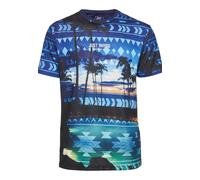 Just Rhyse T-Shirt 'Palm Coast' bleu outremer / bleu clair / pétrole / abricot, Taille L
