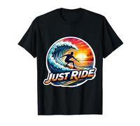 Just Ride Surfer Planche de Surf avec Citation pour Amateur de Surf T-Shirt
