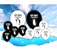 Just Smile and Wave Lot de 10 ballons en latex imprimés Noir et blanc Décoration de fête Convient pour l'air ou l'hélium