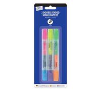 Just Stationery Lot de 3 surligneurs à double pointe Couleurs assorties