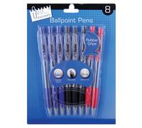 Just Stationery Stylo à bille rétractable avec Grip caoutchouc Lot de 8)