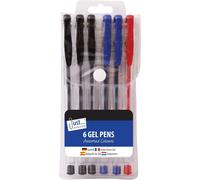 Just Stationery Tallon Lot De 6 Stylos À Encre Gel Doré Et Argenté/Couleurs Fluo/Couleurs Brillantes Black, Blue, Red