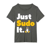 Just Sudo It Linux Nerd Souvenir Geek Tools T-Shirt, Femme Grandes Tailles, Asphalte, 4X