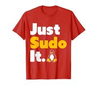 Just Sudo It Linux Nerd Souvenir Geek Tools T-Shirt, Homme, Rouge, S