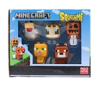 Just Toys LLC Minecraft SquishMe Series 3 Collector's Box Lot de 5 personnages parfumés rose, vert, noir, noir/violet pour enfants à partir de 3 ans