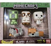 Just Toys LLC Minecraft SquishMe Series 5 Collector's Box : 5 personnages parfumés Minecraft SquishMe Creeper, Loup, Renard, Panda, Golem pour enfants à partir de 3 ans