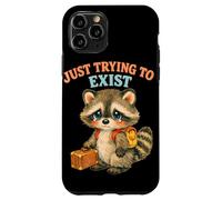 Just Trying to Exist Sad Raton Laveur avec Valise Graphique rétro Coque pour iPhone 11 Pro