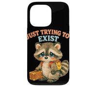 Just Trying to Exist Sad Raton Laveur avec Valise Graphique rétro Coque pour iPhone 13 Pro