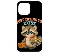 Just Trying to Exist Sad Raton Laveur avec Valise Graphique rétro Coque pour iPhone 13 Pro Max