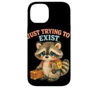 Just Trying to Exist Sad Raton Laveur avec Valise Graphique rétro Coque pour iPhone 14