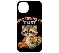 Just Trying to Exist Sad Raton Laveur avec Valise Graphique rétro Coque pour iPhone 14 Plus