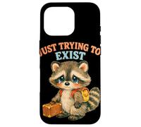 Just Trying to Exist Sad Raton Laveur avec Valise Graphique rétro Coque pour iPhone 16 Pro
