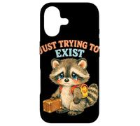 Just Trying to Exist Sad Raton Laveur avec Valise Graphique rétro Coque pour iPhone 17