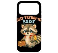 Just Trying to Exist Sad Raton Laveur avec Valise Graphique rétro Coque pour iPhone 17 Pro Max