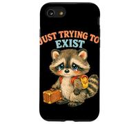 Just Trying to Exist Sad Raton Laveur avec Valise Graphique rétro Coque pour iPhone SE (2020) / 7/8