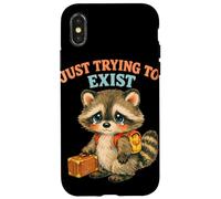 Just Trying to Exist Sad Raton Laveur avec Valise Graphique rétro Coque pour iPhone X/XS