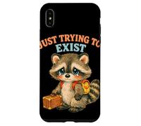 Just Trying to Exist Sad Raton Laveur avec Valise Graphique rétro Coque pour iPhone XS Max