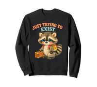 Just Trying to Exist Sad Raton Laveur avec Valise Graphique rétro Sweatshirt