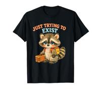 Just Trying to Exist Sad Raton Laveur avec Valise Graphique rétro T-Shirt