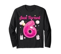 Just Turned 6 Pink Birthday Party Outfit Kids Manche Longue