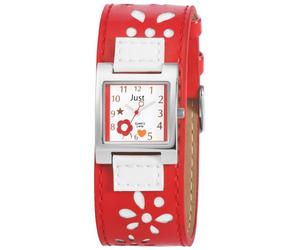 Just Uhren - 48-S0033-RD - Montre Mixte - Quartz - Analogique - Bracelet Cuir Rouge