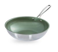 Just Vegan ECO poêle wok CeraVegan 28 cm acier inoxydable vert
