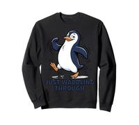 Just Waddling Through Cute Penguin Cartoon Sweatshirt