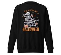 Just Waiting for Halloween Funny Scary Sweatshirt unisexe pour adulte, Noir , XXL