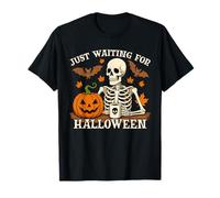 Just Waiting for Halloween Jack Or Lantern Squelette Coffee T-Shirt