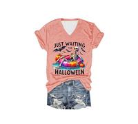 Just Waiting for Halloween Shirt Squelette Graphic T-Shirt Drôle Halloween T-Shirt, or, 4XL