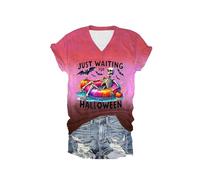 Just Waiting for Halloween Shirt Squelette Graphic T-Shirt Drôle Halloween T-Shirt, rouge, 5XL