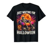 Just Waiting for Halloween Spooky Funny Summer Skeleton T-Shirt