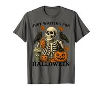 Just Waiting for Halloween Squelette Coffee Jack Or Lantern T-Shirt