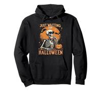 Just Waiting for Halloween Squelette drôle Jack O Lantern Sweat à Capuche