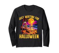 Just Waiting for Halloween Summerween Funny Skeleton Spooky Manche Longue