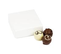 Just White | 4 Pralinés | Boîte Chocolats Pralinés | Simple | Design | Mariage | Célébration |Amour | Femme | Homme | 50g