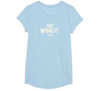 Just Wing It : Ailes d'ange motivantes T-Shirt, Fille, Bleu Céleste, S