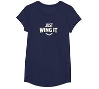Just Wing It : Ailes d'ange motivantes T-Shirt, Fille, Bleu Marine, S