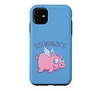 Just Wingin' It Derpy Flying Pig Coque pour iPhone 11
