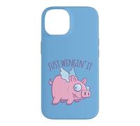 Just Wingin' It Derpy Flying Pig Coque pour iPhone 14