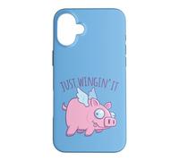 Just Wingin' It Derpy Flying Pig Coque pour iPhone 16 Plus
