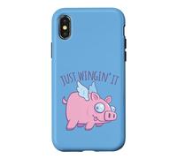 Just Wingin' It Derpy Flying Pig Coque pour iPhone X/XS