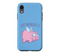 Just Wingin' It Derpy Flying Pig Coque pour iPhone XR
