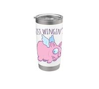 Just Wingin' It Derpy Flying Pig Gobelet isotherme en acier inoxydable double paroi