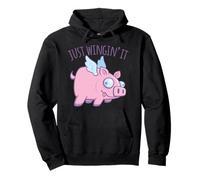 Just Wingin' It Derpy Flying Pig Sweat à Capuche