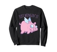 Just Wingin' It Derpy Flying Pig Sweatshirt
