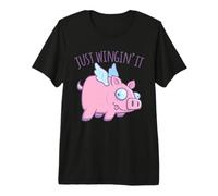 Just Wingin' It Derpy Flying Pig T-Shirt Haut de Gamme