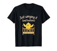 Just Winging It Bedtime Dad Life Cartoon Chick T-Shirt