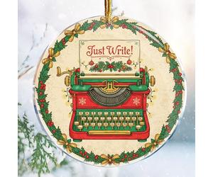 Just Write 10 - Décorations de Noël - Décorations de Noël - Acrylique 9,1 cm - Idées cadeaux pour écrivains - Idée cadeau pour écrivain - Idée cadeau pour journalistes